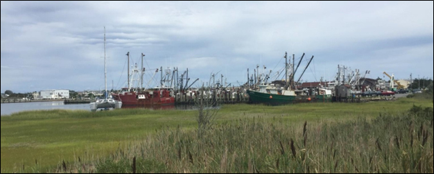 Commercial fishing docks in Viking village